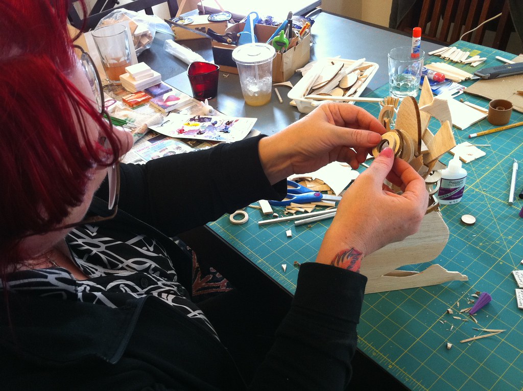 Balsa Betty being built at the 2010 Tiny Art Party